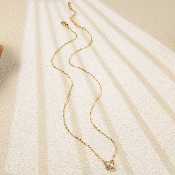 Necklace Stainless Steel Heart Drop Geometric Shape Simple Style Electroplating Women's