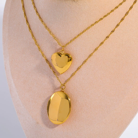 Necklace Stainless Steel Heart Geometric Electroplated