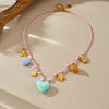 Necklace Stainless Steel Heart Shape Braided Rope Knotted Electroplating Fresh And Simple Women's