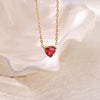 Necklace Stainless Steel Heart Shape Mixed Gemstone Setting Set With Diamonds Furnace Electroplated For Women