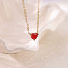 Necklace Stainless Steel Heart Shape Mixed Gemstone Setting Set With Diamonds Furnace Electroplated For Women