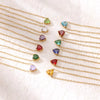 Necklace Stainless Steel Heart Shape Mixed Gemstone Setting Set With Diamonds Furnace Electroplated For Women