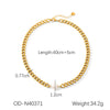 Necklace Stainless Steel Imitation Pearl Geometric Cuban Chain Baroque Style Vacuum Plated Electroplated For Women