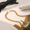 Necklace Stainless Steel Imitation Pearl Geometric Cuban Chain Baroque Style Vacuum Plated Electroplated For Women