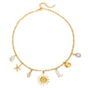 Necklace Stainless Steel Imitation Pearl Handmade Geometric Shell Pendant O Word Chain