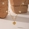 Necklace Stainless Steel Imitation Pearl Titanium Steel Heartshaped Geometric Electroplating For Women