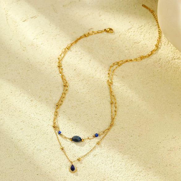 Necklace Stainless Steel Inlaid With Turquoise Natural Stone Electroplating Fashion Women's