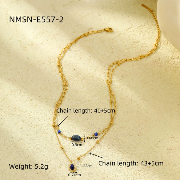 Necklace Stainless Steel Inlaid With Turquoise Natural Stone Electroplating Fashion Women's