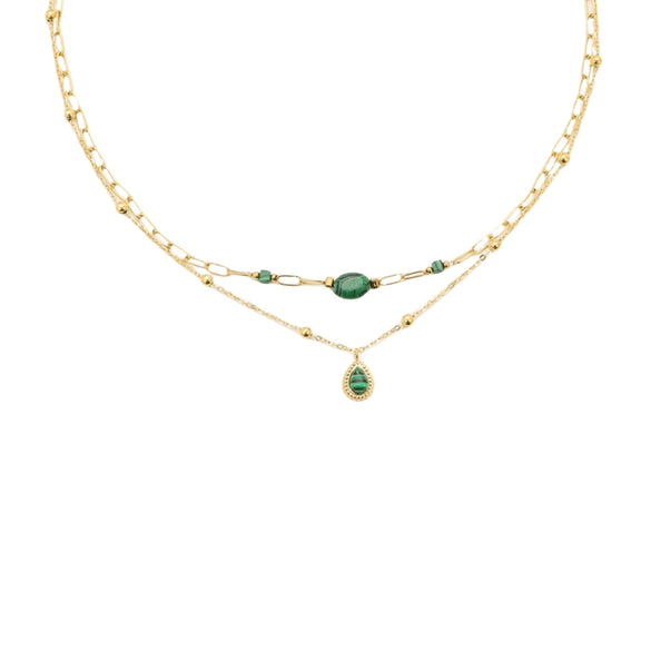 Necklace Stainless Steel Inlaid With Turquoise Natural Stone Electroplating Fashion Women's