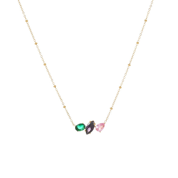 Necklace Stainless Steel 18K Electroplated Dropshaped Geometric Zircon Women's