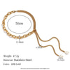 Necklace Stainless Steel 18K Gold Double Layer Cuban Chain O Shaped Freshwater Pearl Geometric Electroplated