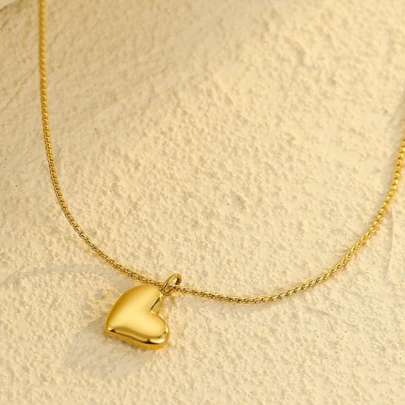 Necklace Stainless Steel 18K Gold Electroplated Heart Couple Style
