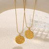 Necklace 316L Stainless Steel 18K Gold Plated French Romantic Stylish Round Pendant Jewelry