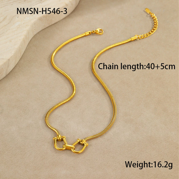 Necklace Stainless Steel 18K Gold Plated Geometric Style Electroplating