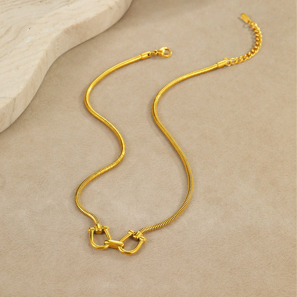 Necklace Stainless Steel 18K Gold Plated Geometric Style Electroplating
