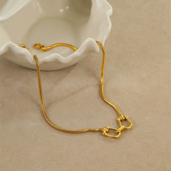 Necklace Stainless Steel 18K Gold Plated Geometric Style Electroplating