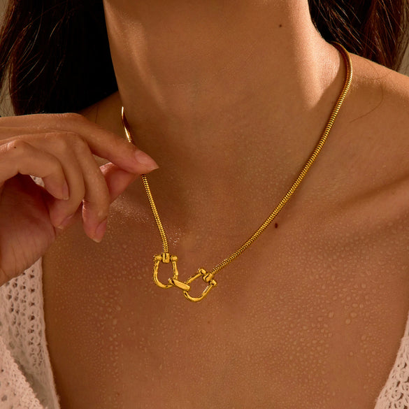 Necklace Stainless Steel 18K Gold Plated Geometric Style Electroplating