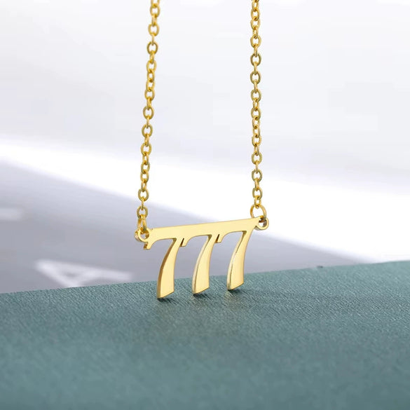 Necklace Stainless Steel 18K Gold Plated Letters Numbers Text Electroplating Unisex