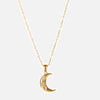 Necklace Stainless Steel 18K Goldplated Geometric Moon Pendant For Women