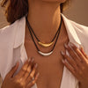 Necklace Stainless Steel Leather Rope Geometric Design Electroplating For Women