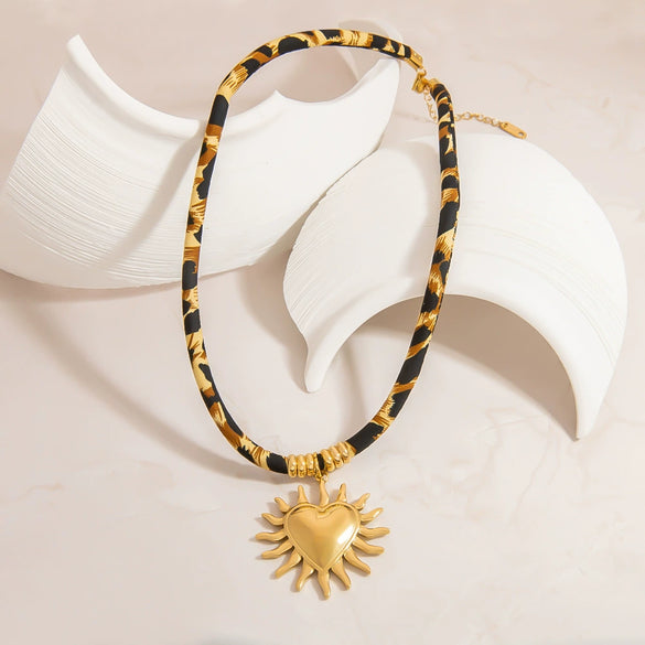 Necklace Stainless Steel Leopard Print Geometric Sunfish Pendant Electroplating For Women