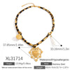 Necklace Stainless Steel Leopard Print Geometric Sunfish Pendant Electroplating For Women