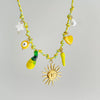 Necklace Stainless Steel Little Fresh Flower Heart Shape Electroplating