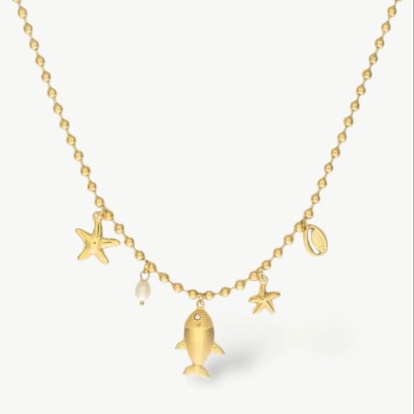 Necklace Stainless Steel Little Fresh Flower Heart Shape Electroplating