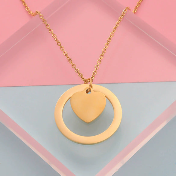 Necklace Stainless Steel Love Heart Pendant Simple Fashion