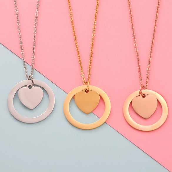Necklace Stainless Steel Love Heart Pendant Simple Fashion