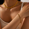 Necklace Stainless Steel Mixed Gem Inlay Geometric Electroplating Women's