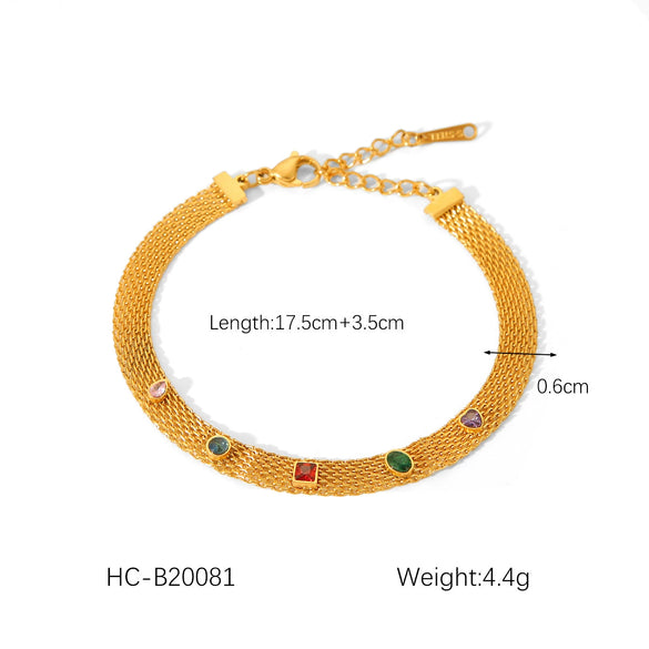Necklace Stainless Steel Mixed Gem Inlay Geometric Electroplating Women's