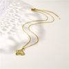 Necklace Stainless Steel Mixed Gem Inlay Heart Shaped Pendant Electroplating