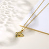 Necklace Stainless Steel Mixed Gem Inlay Heart Shaped Pendant Electroplating
