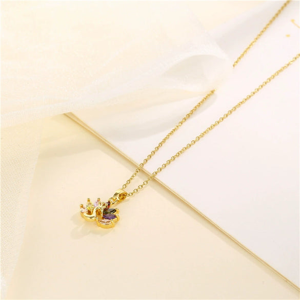 Necklace Stainless Steel Mixed Gem Inlay Peacock Opening Electroplating Animals Style