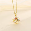 Necklace Stainless Steel Mixed Gem Inlay Peacock Opening Electroplating Animals Style
