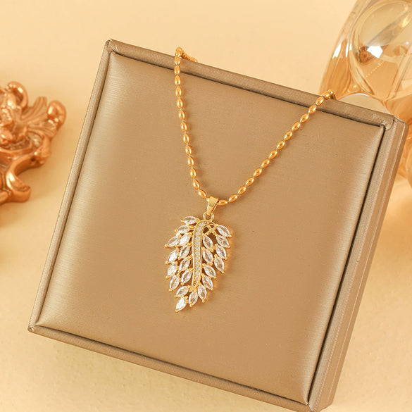 Necklace Stainless Steel Mixed Gemstone Inlay Geometric Minimalist Electroplating Female