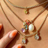 Necklace Stainless Steel Mixed Gemstone Inlay Heart Shape Pendant For Women