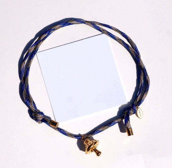 Necklace Stainless Steel Mushroom Pendant Handwoven Rope 18K Gold Plated Star Pattern Minimalist Style