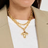 Necklace Stainless Steel Mushroom Pendant Handwoven Rope 18K Gold Plated Star Pattern Minimalist Style