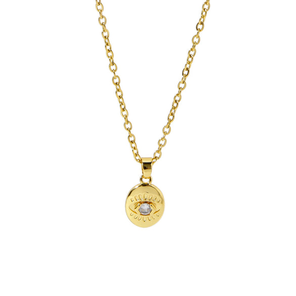 Necklace Stainless Steel O Shaped Chain Copper Inlaid Zirconium Devil's Eye Constellation Electroplating Design