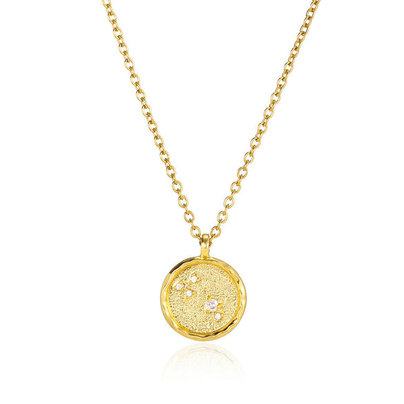 Necklace Stainless Steel O Shaped Chain Twelve Constellations Copper Zircon