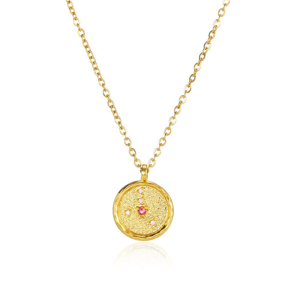 Necklace Stainless Steel O Shaped Chain Twelve Constellations Copper Zircon