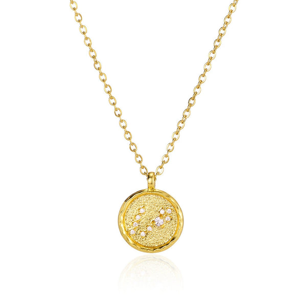 Necklace Stainless Steel O Shaped Chain Twelve Constellations Copper Zircon