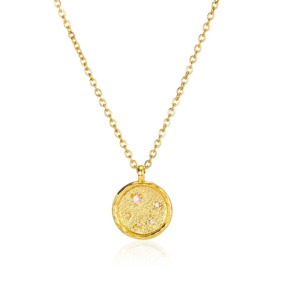 Necklace Stainless Steel O Shaped Chain Twelve Constellations Copper Zircon