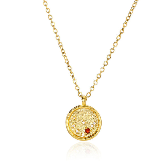 Necklace Stainless Steel O Shaped Chain Twelve Constellations Copper Zircon