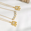 Necklace Stainless Steel O Word Chain Light Luxury Style Set With Diamonds