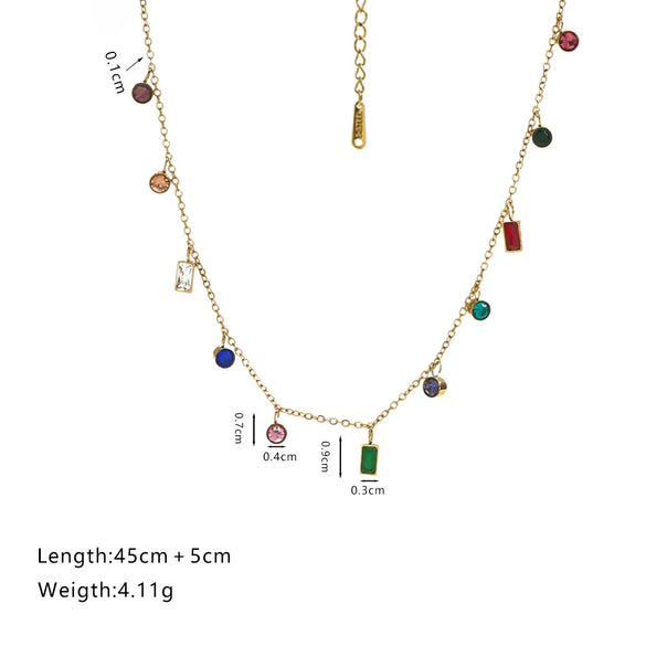 Necklace Stainless Steel O Word Chain Light Luxury Style Set With Diamonds