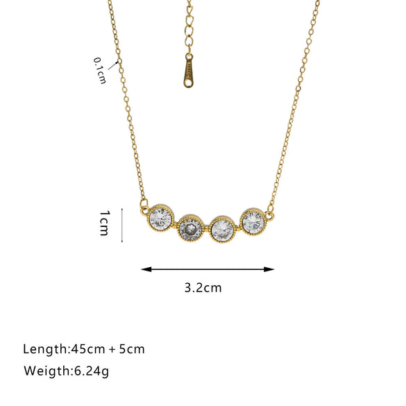 Necklace Stainless Steel O Word Chain Light Luxury Style Set With Diamonds