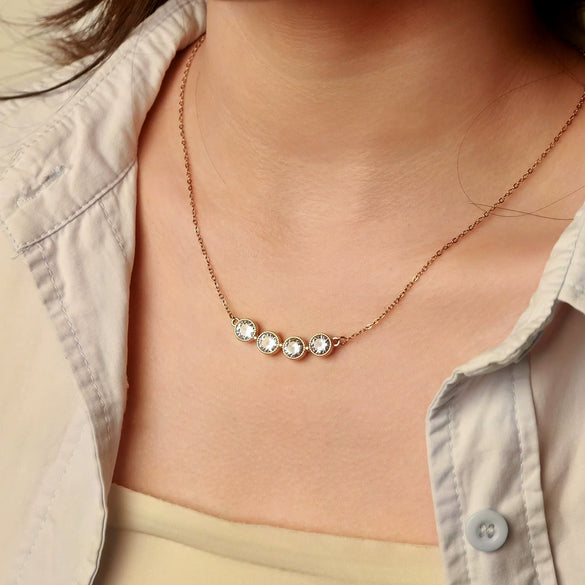 Necklace Stainless Steel O Word Chain Light Luxury Style Set With Diamonds